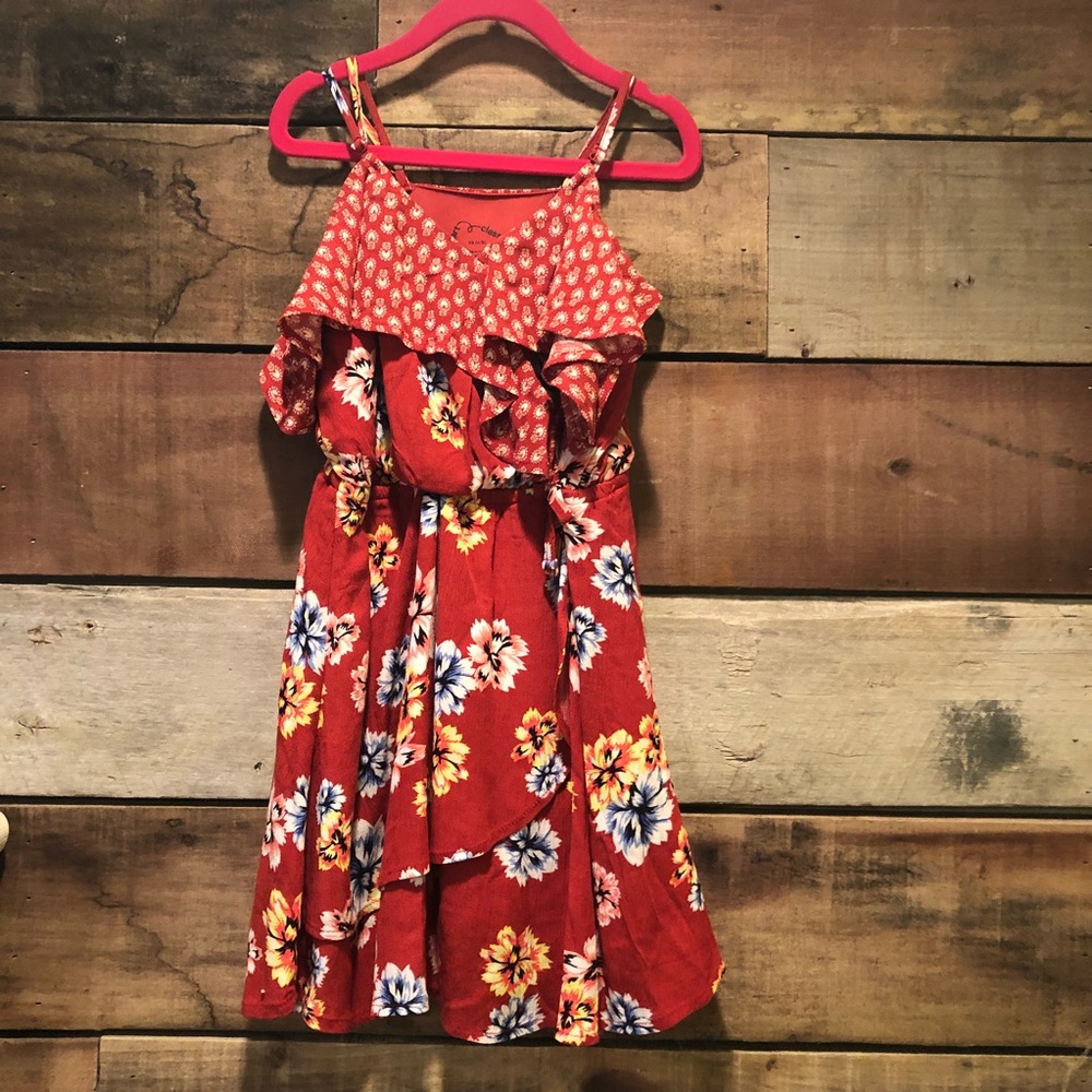 Girls Art Class Floral Cold Shoulder Dress